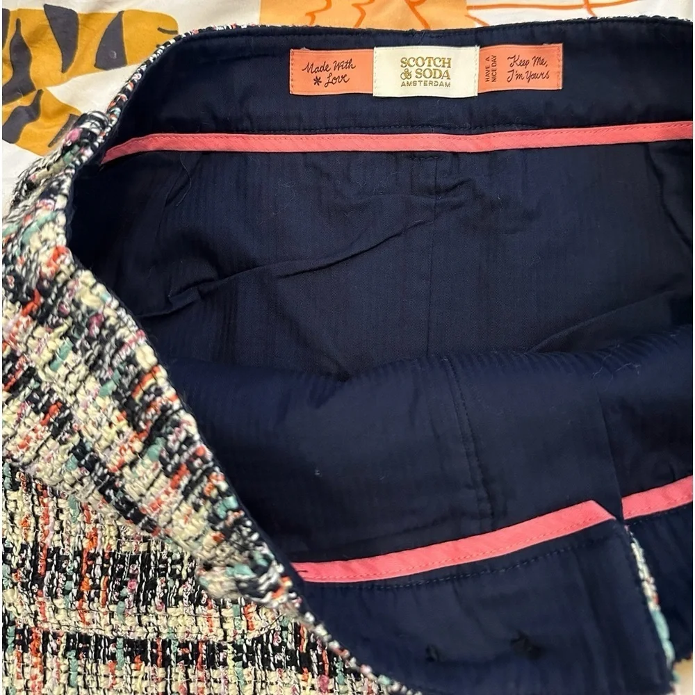 NWT Scotch & Soda SPECIAL TWEED MINI Short Multi color Side Zip Pockets SKIRT M - Picture 5 of 10
